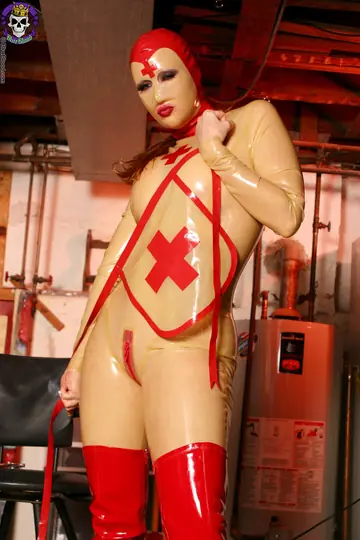 Julie Simone – Tall Redhead MILF in Latex Uniform Spreads Her Pussy Lips
