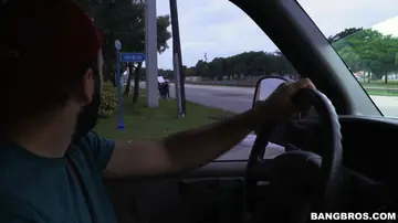 Amilian Kush – Ebony Brunette Sucks Cock and Gets Fucked Doggy Style in a Car