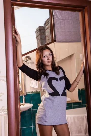 Veselin – Ukrainian Babe with Tan Lines Drops Her Robe and Spreads in the Bathroom