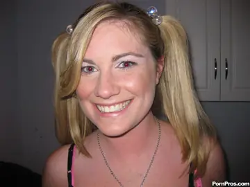 Hayden Night – Busty Blonde in Pigtails Spreads Her Pussy Wide