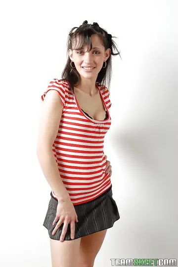 Nicole Perez – Skinny Latina Lifts Her Skirt with No Panties Underneath