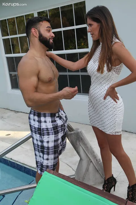 Alexa Vega: Busty Brunette MILF Takes Anal Cowgirl by the Pool – photo 1 of 18