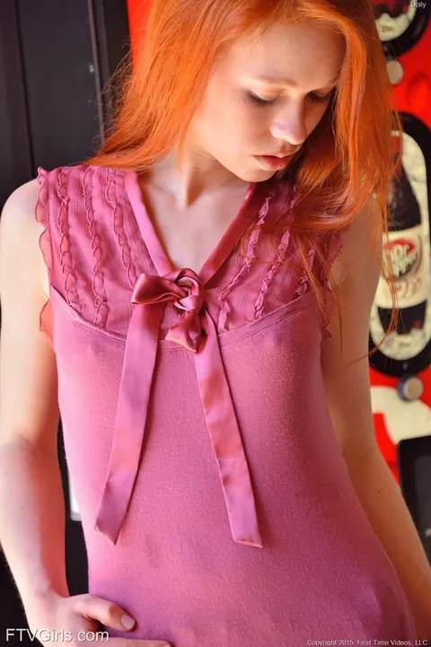 Redhead Spreads Her Pussy Outdoors at a Hotel – photo 5 of 20
