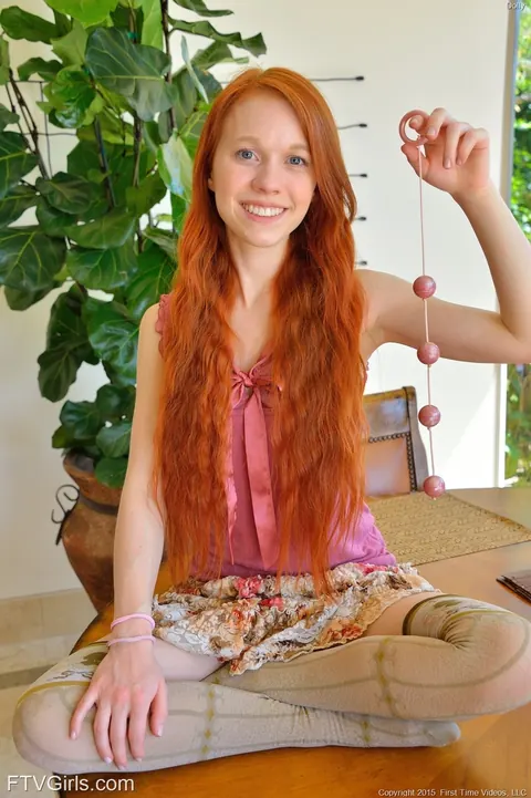 Redhead Spreads Her Pussy Outdoors at a Hotel – photo 10 of 20