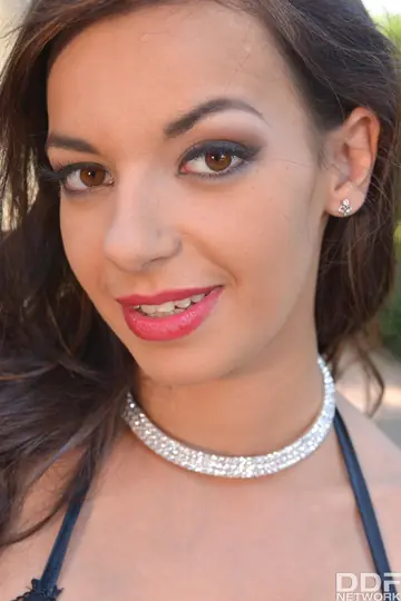 Slim Ebony Brunette with Big Enhanced Tits Uses a Dildo and Spreads Wide