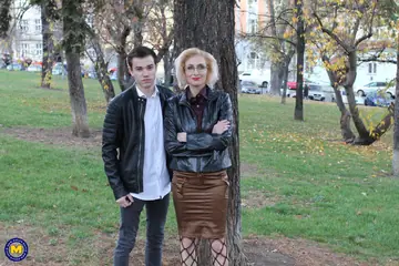 Alice Wonderlust – European Blonde MILF in Pantyhose Plays with a Toy Outdoors