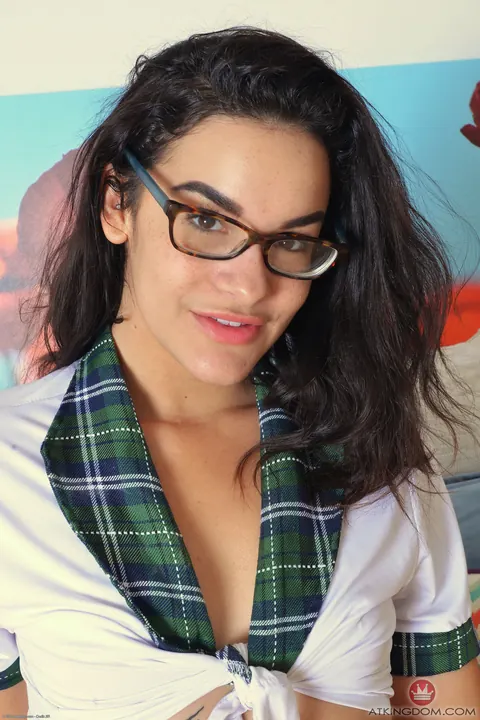 Eden Sin: Slim Brunette in Glasses Spreads for Anal Play – photo 1 of 21