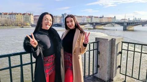 Lady Gang & Zuzu Sweet: Czech Brunettes Lift Skirts for Outdoor Threesome – photo 2 of 15