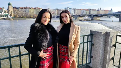 Lady Gang & Zuzu Sweet: Czech Brunettes Lift Skirts for Outdoor Threesome – photo 1 of 15